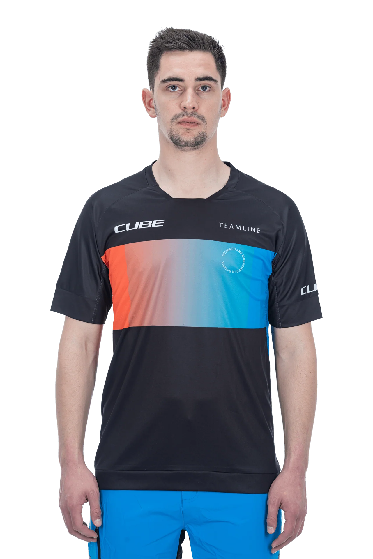 CUBE TEAMLINE Rundhalstrikot kurzarm black´n´blue´n´red - Image 2