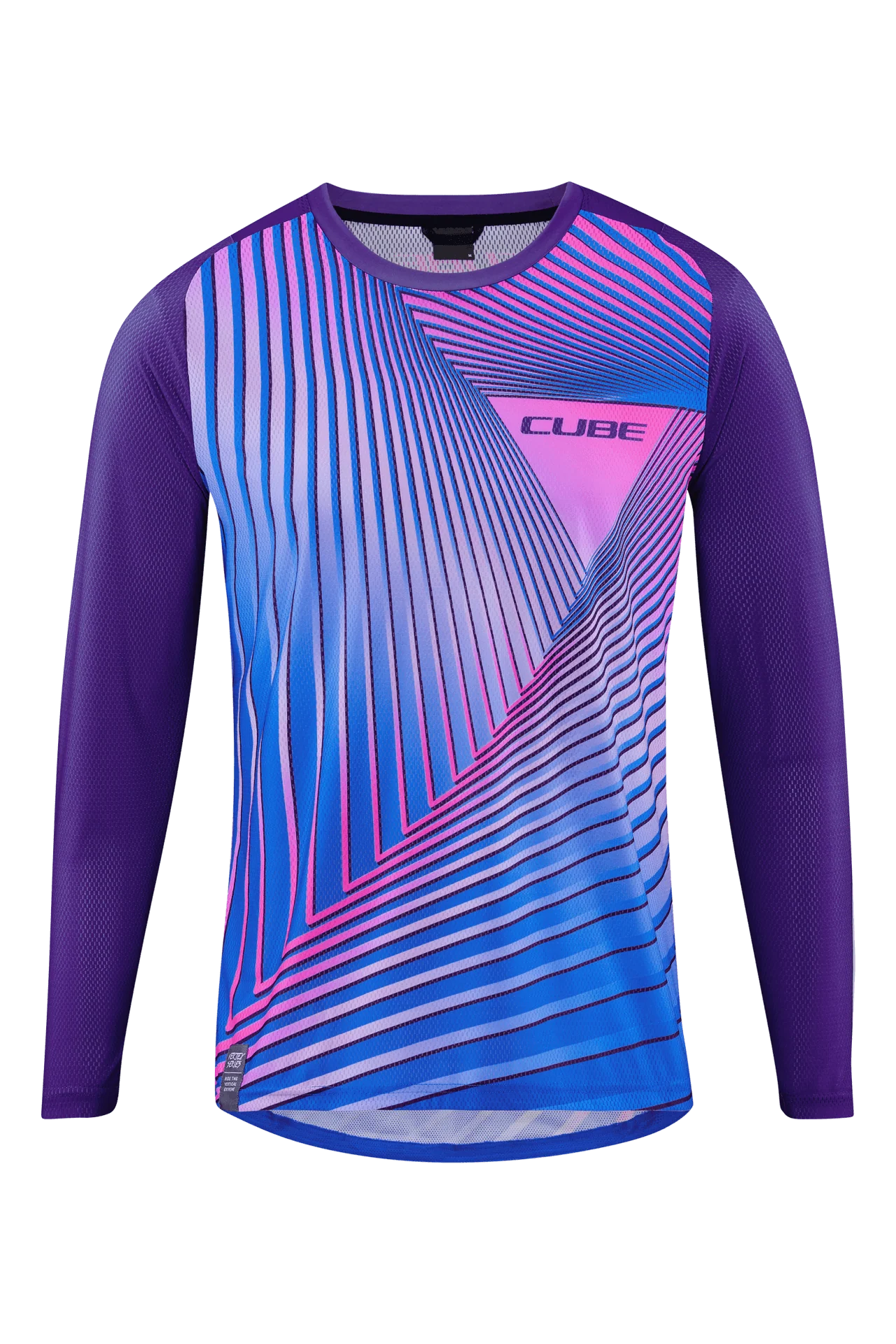 CUBE VERTEX Rundhalstrikot langarm blue´n´pink