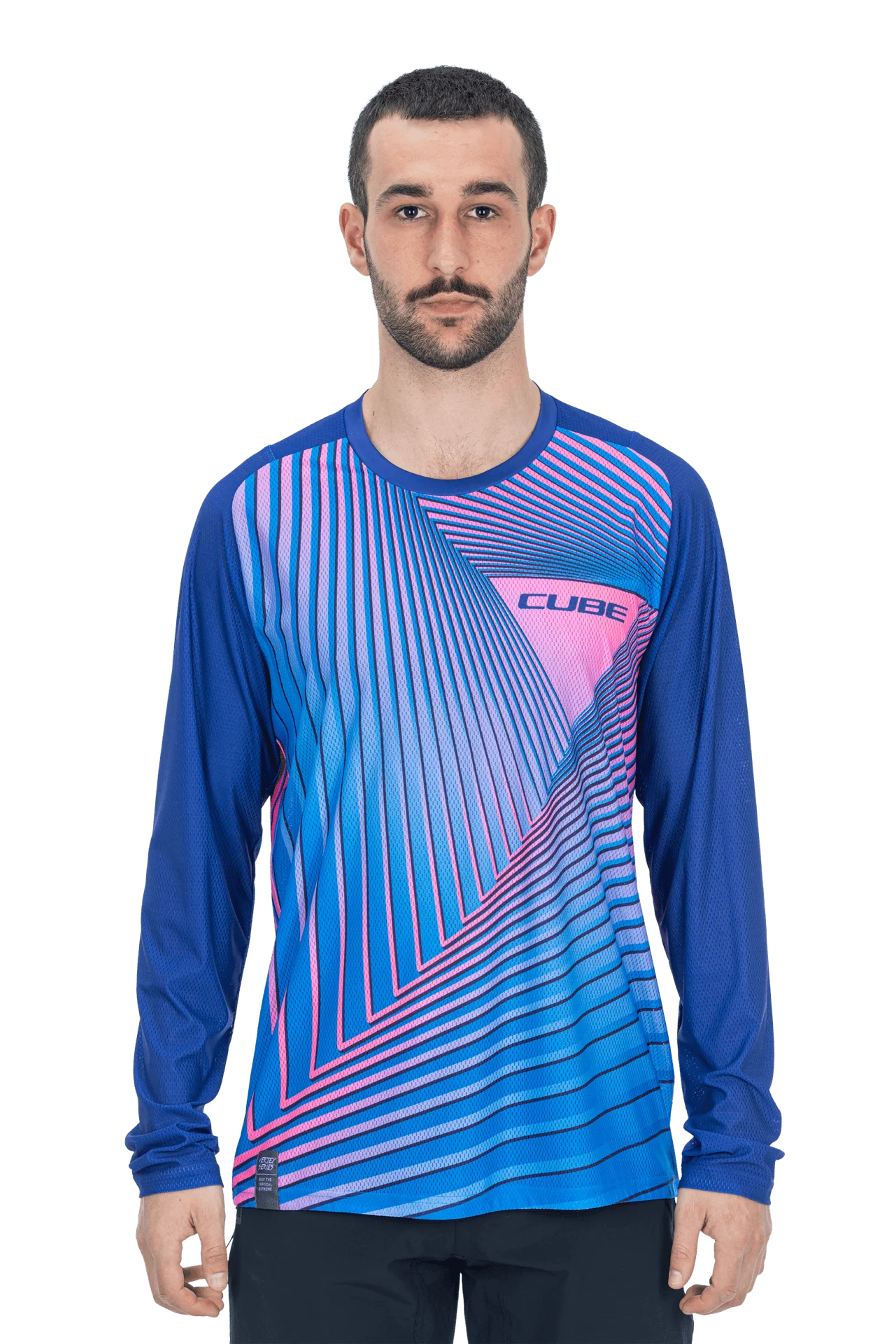 CUBE VERTEX Rundhalstrikot langarm blue´n´pink - Image 2