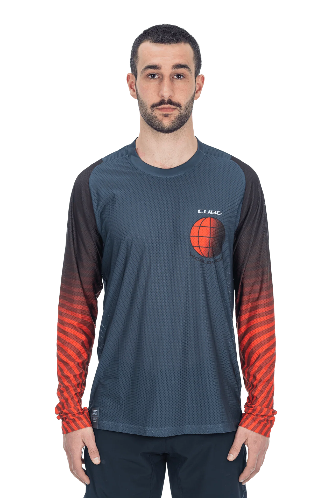 CUBE VERTEX Rundhalstrikot langarm grey´n´red - Image 3