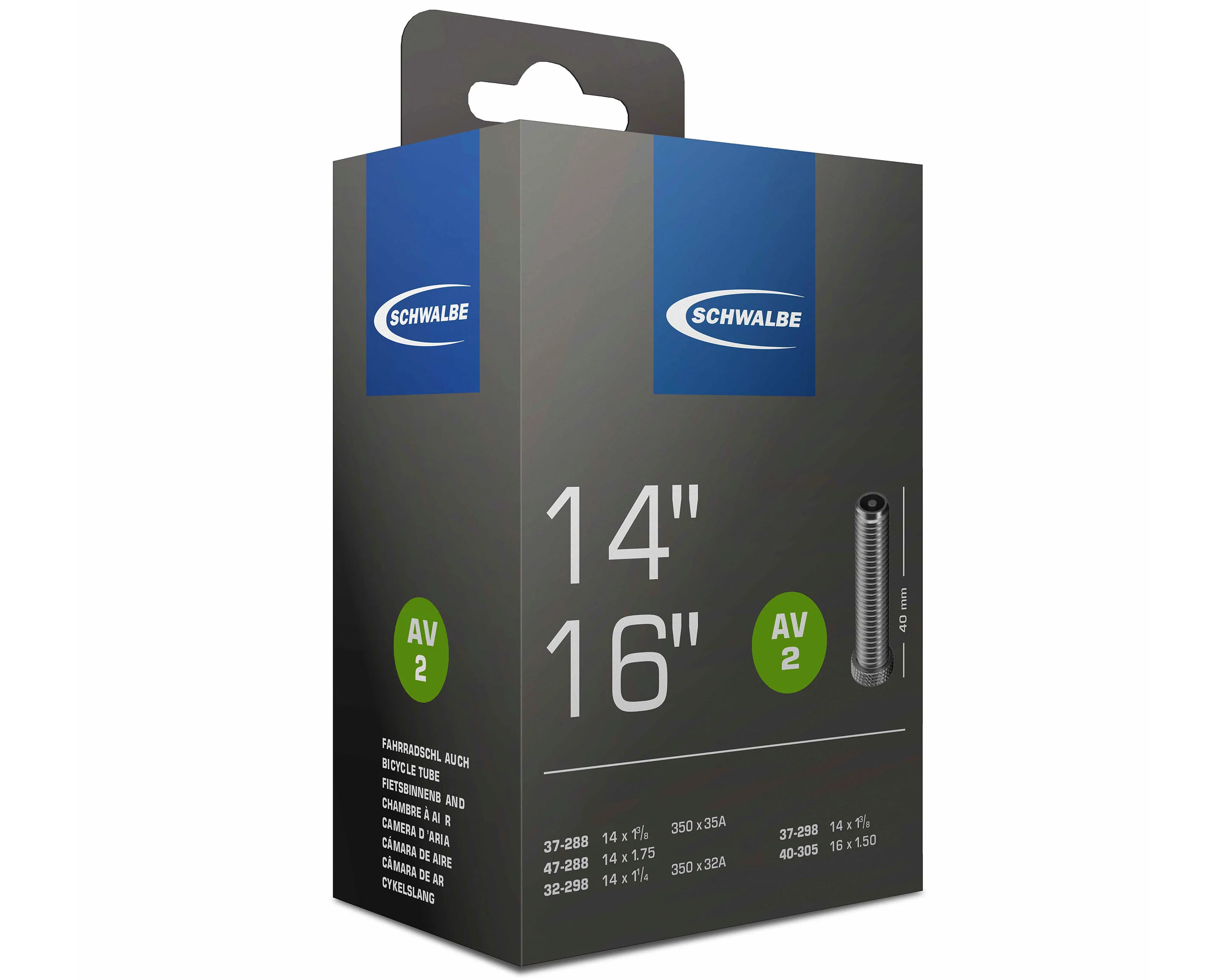 Schwalbe Schlauch 14/16 Zoll AV 2 - 40 mm Autoventil